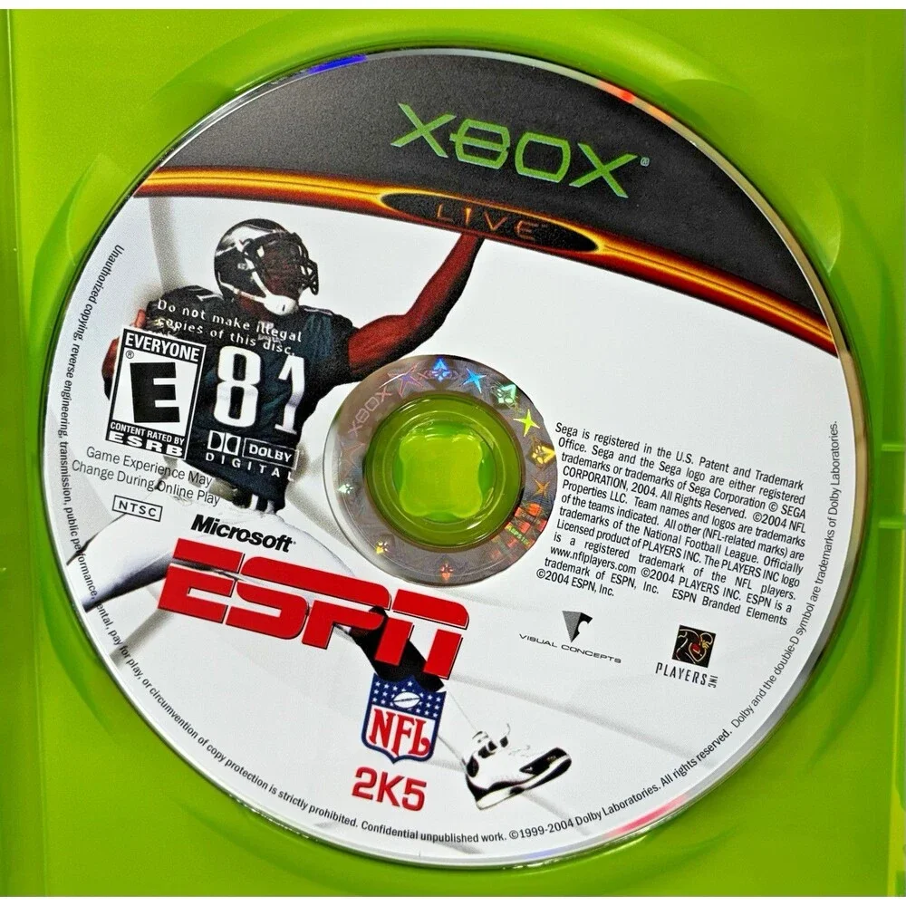 ESPN NFL 2K5 Microsoft Xbox SEGA 2004 Complete with Manual Tested